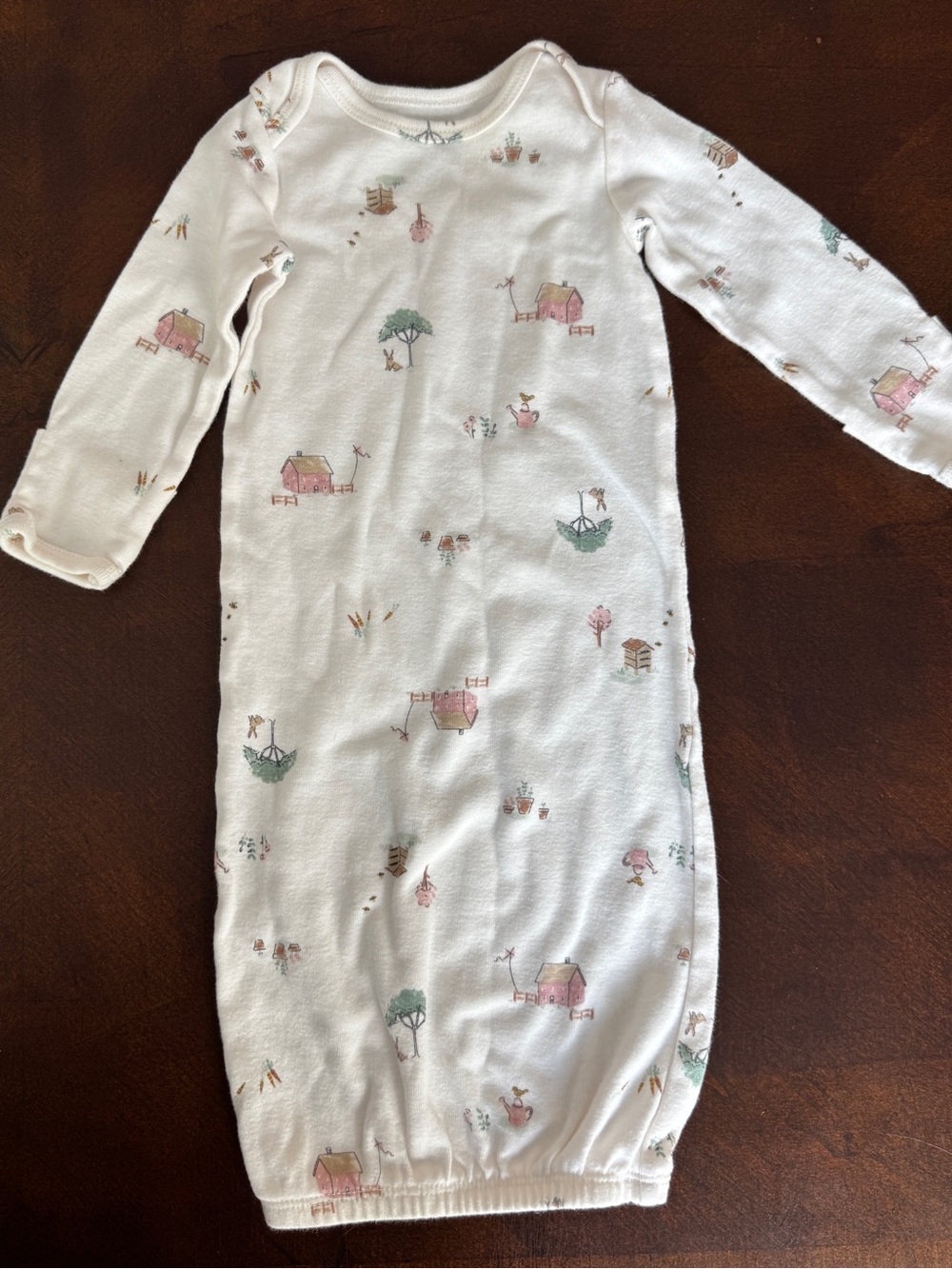 Carter's White Baby Sleep Gown with Pastel Farm Motif